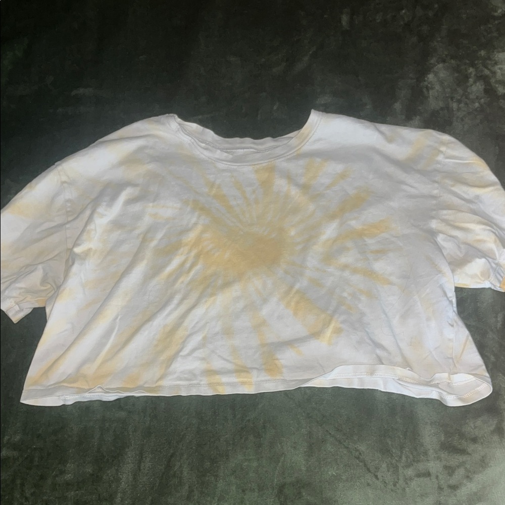 Hollister White and Yellow Tie-Dye Crop Top